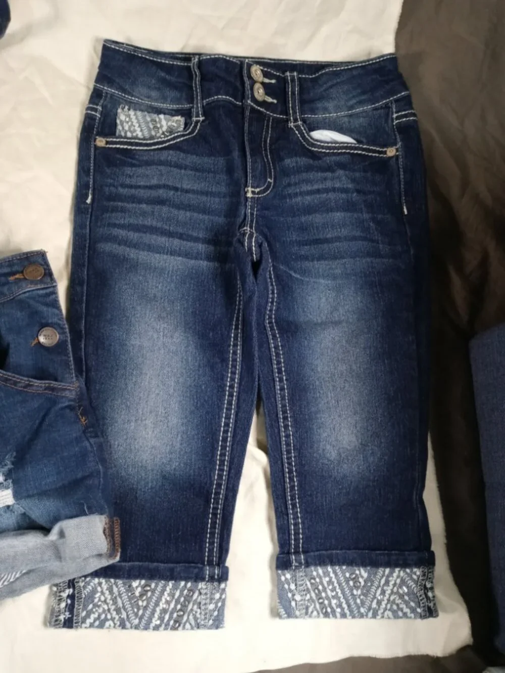 3 Lot Assorted Girls Blue Jean Demin Design Shorts Bundle in Great Cond